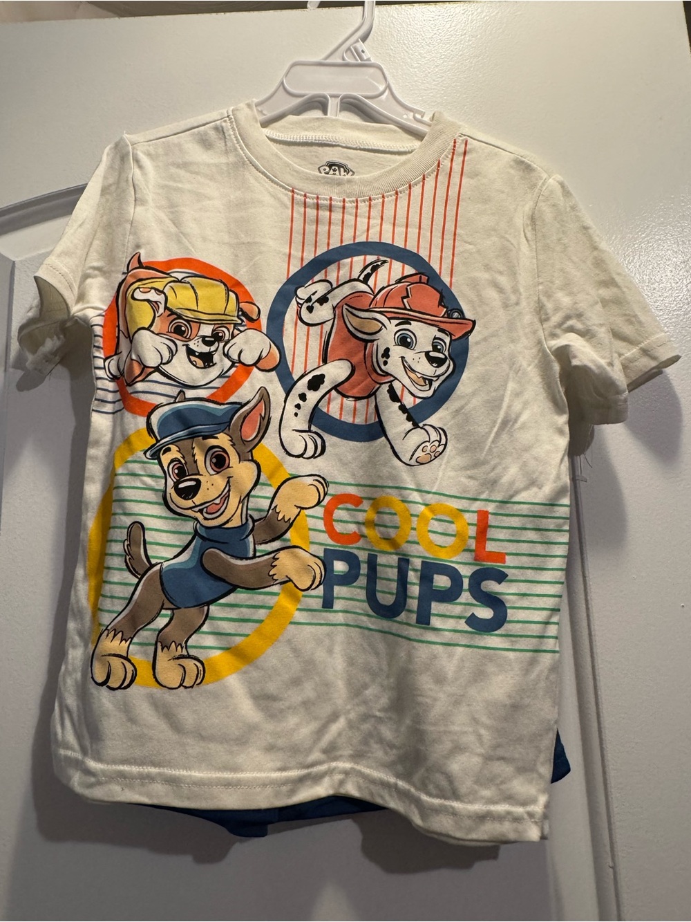 Paw Patrol White Tee with Blue, Orange, Yellow and Green Graphic